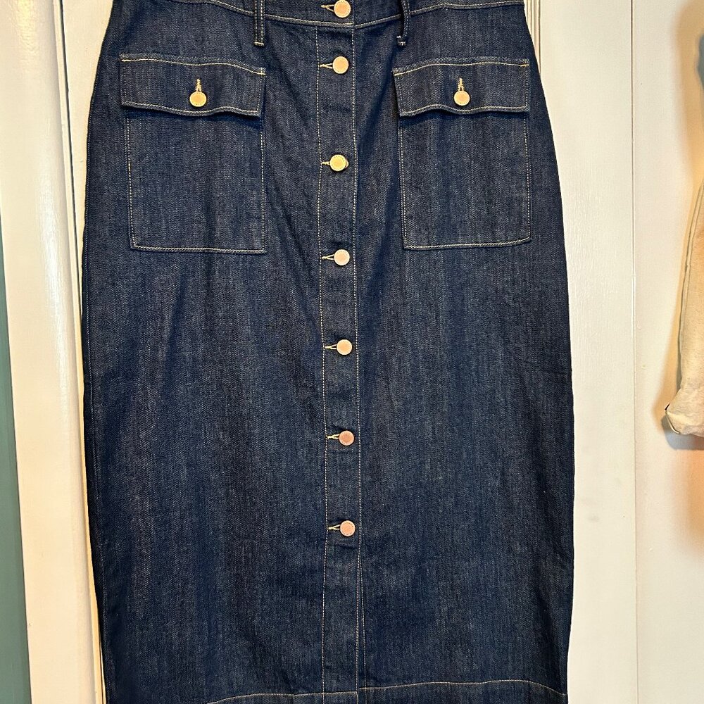 Banana Republic Button-Down Denim Skirt 14 NWOT